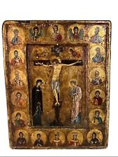 14th Century Crucifixion Icon on wood VERY BEAUTIFUL Exquisite  picture