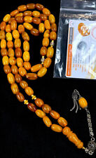 SUPER RARE CERTIFIED ANTIQUE GERMAN NATURAL BALTIC AMBER ROSARY 66 Beads 60gr. picture