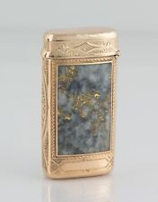 Rare Match Safe Gold & Gold Quartz 19th Century Vesta Case picture