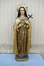 Beautiful Older Spanish Statue of St. Therese Lisieux, Glass Eyes, 49