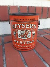 Vintage 1/2 Gallon Oyster Tin Can Heysers Baltimore, Maryland Seafood Oysters picture