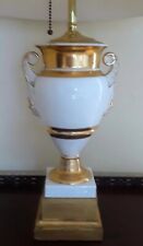A MOST ELEGANT PAIR of White & Gold LOUIS PHILIPPE  URNS wired as Table Lamps picture