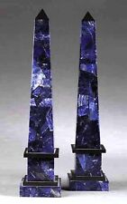 Set Of 2 Pcs Blue Marble Obelisk lapis lazuli design Pietra Dura Inlay home deco picture