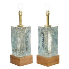 SUBLIME PAIR OF VINTAGE MURANO GLASS MARBLED SOLID HEAVY LARGE TABLE LAMPS picture