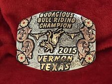 CHAMPION TROPHY BELT BUCKLE PRO RODEO☆2015☆VERNON TEXAS BULL RIDING☆RARE☆106 picture