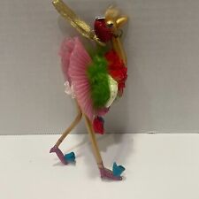 Hand Blown Glass Fashionista Ostrich Christmas Ornament With Glitter & Feathers picture