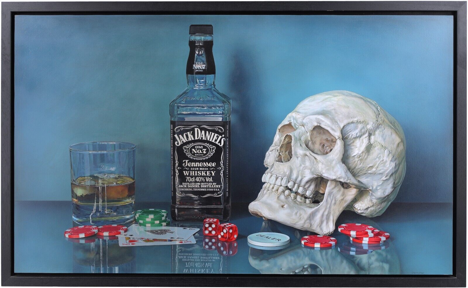 Whiskey and Skull Acrylic Painting by Christopher Green (British, 20th/21st C)