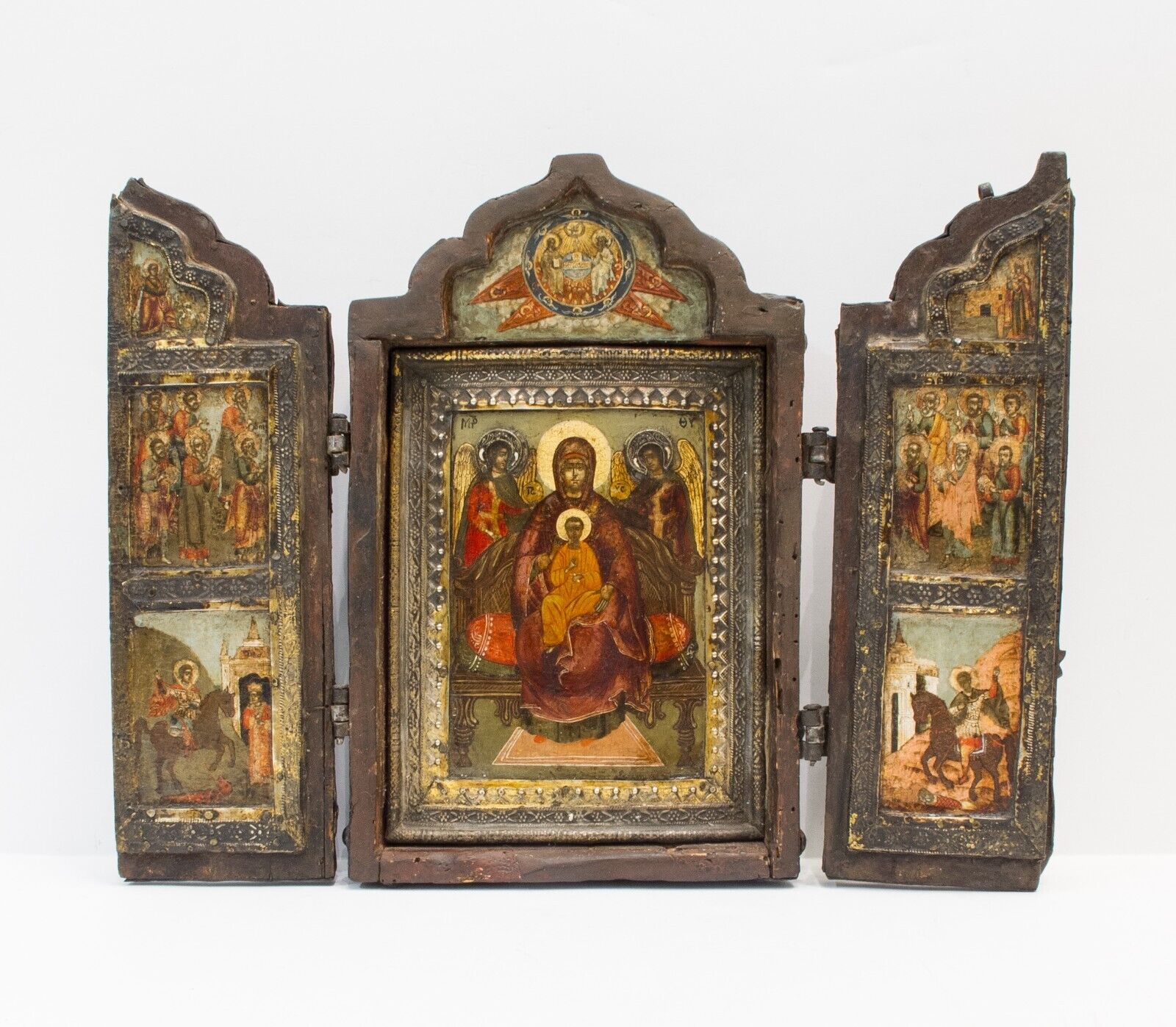 Antiques, Orthodox Russian icon-Triptych 17th C.