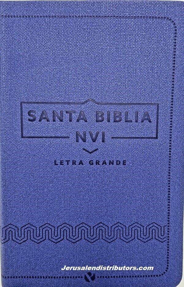 Biblia NVI Letra Grande, Azul, Palabras de Jesús en rojo, Manual, con Índice.