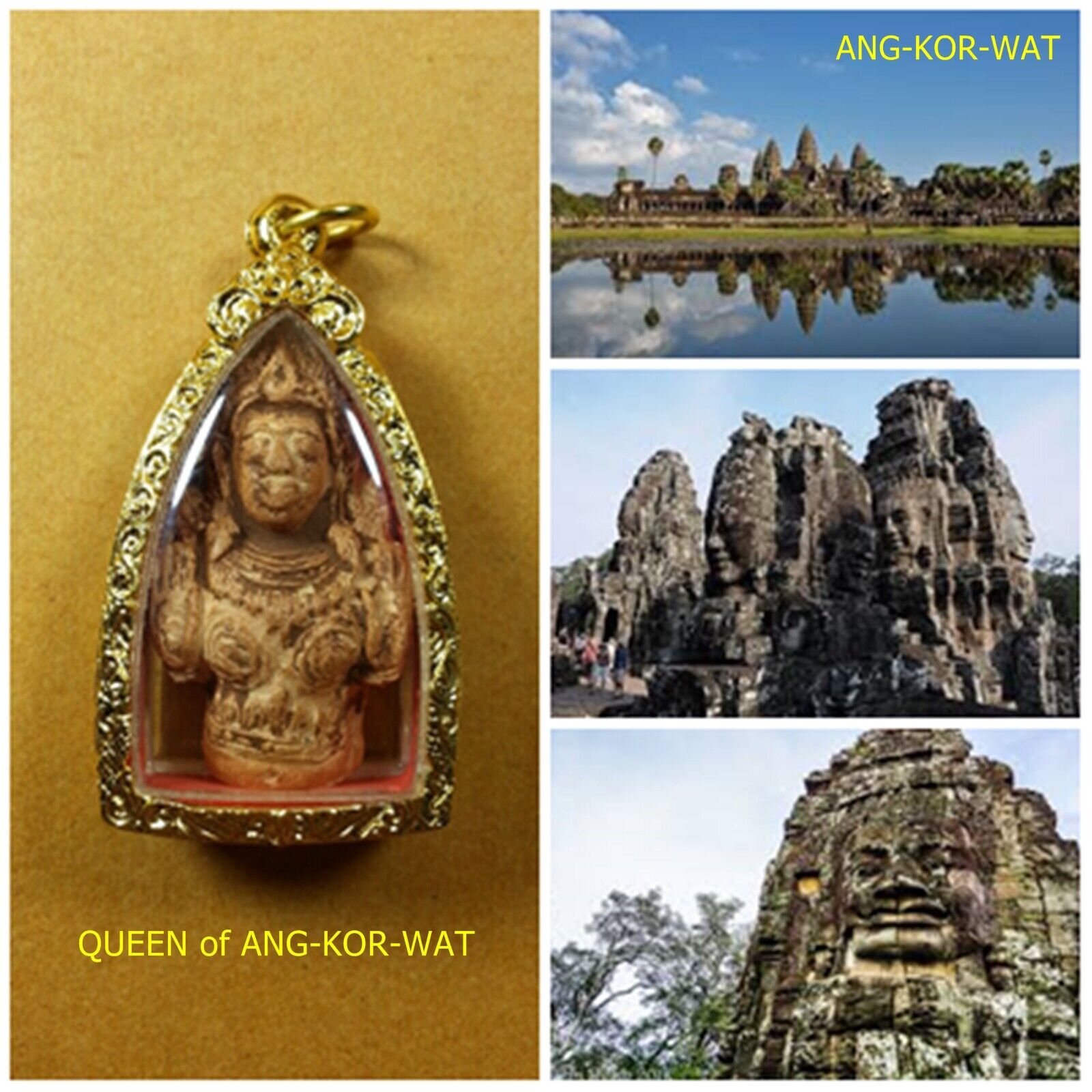 QUEEN of ANG-KOR-WAT ,TOP AMULET of THAILAND (of ASIA), Buddha Statue Pendant 