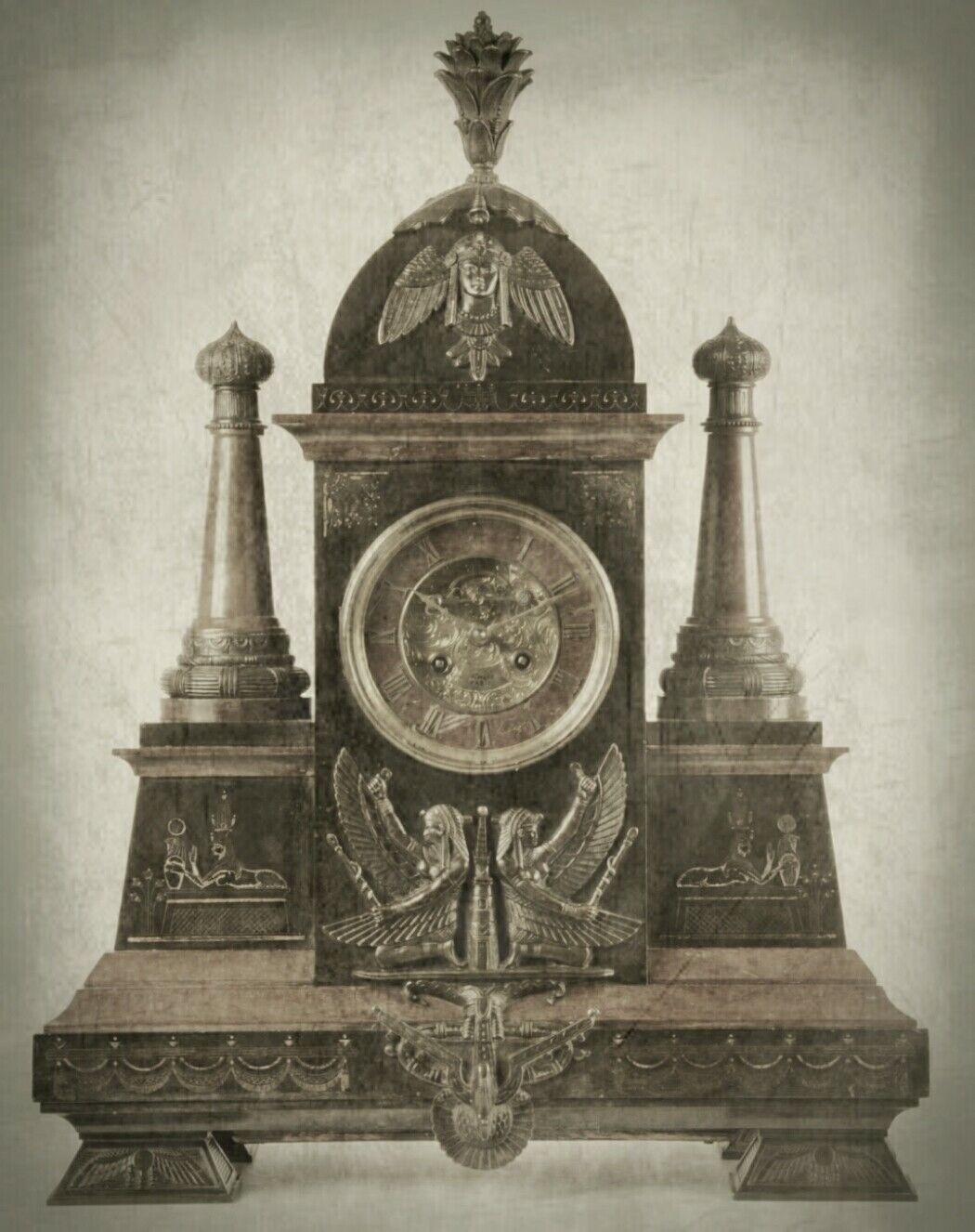 HENRI MARC Egyptian Revival mantel clock, AESTHETIC, BELLE ÉPOQUE, TIFFANY & Co