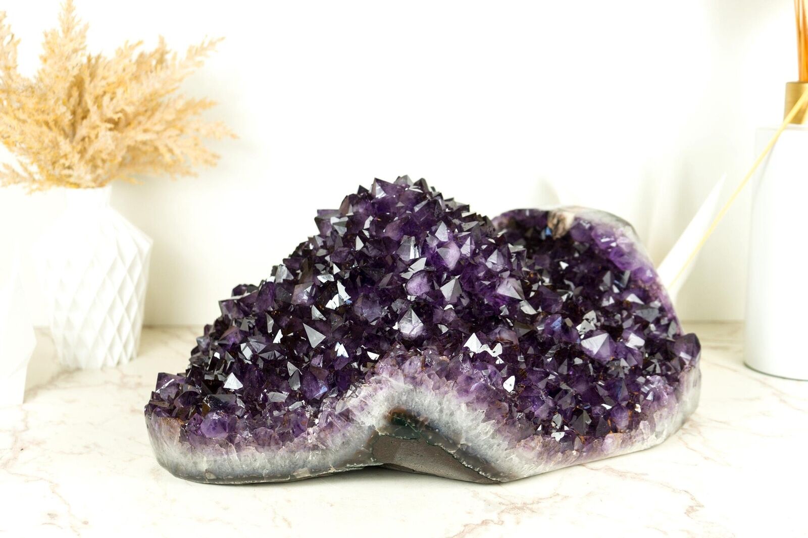 Stunning X-Large Amethyst Geode Flower with AAA Dark Purple Amethyst Druzy, 77 l