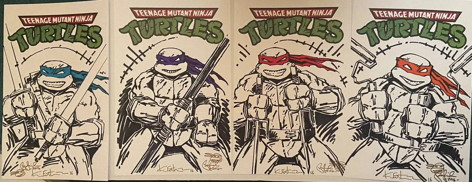 Peter Laird & Kevin Eastman signed TMNT ninja turtles sketches Very Rare WOW🤩