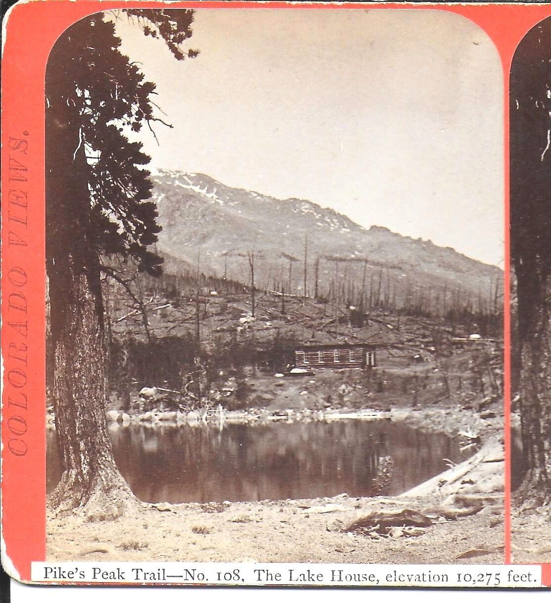 James Thurlow Stereoview of The Lake House on the Pikes Peak Trail Colo c1870s