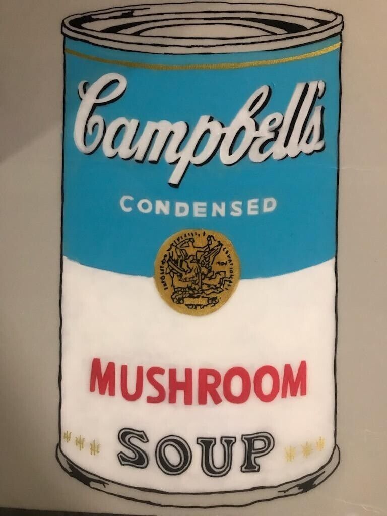Warhol Campbell's Mushroom Soup Painting Oil Resin Professional Original 1 of 1