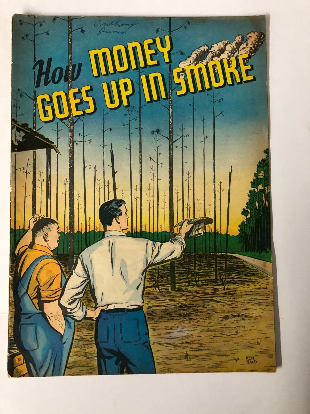 HOW MONEY GOES UP IN SMOKE 1950 Ken Bald Timely GA artist HYPER SCARCE  VG-F