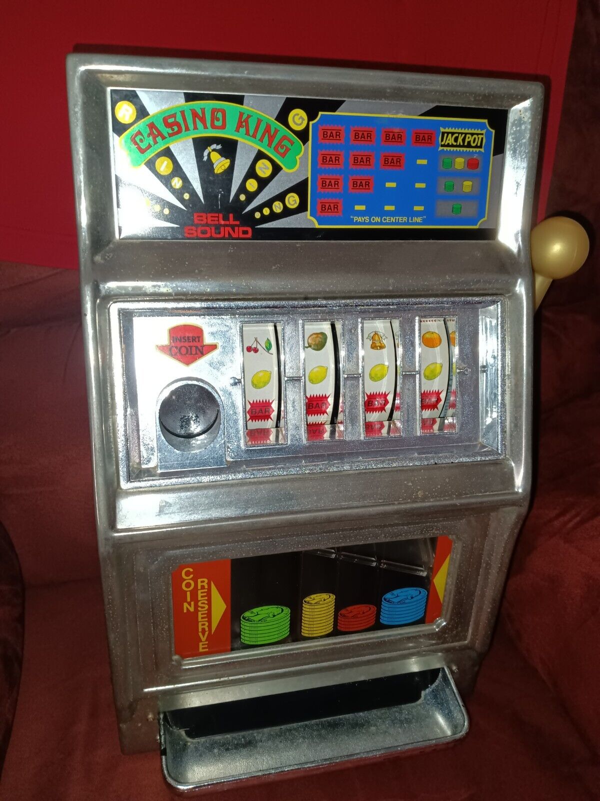 Vintage Waco Casino King Toy Slot Machine Bank. 1970s. Everything Works