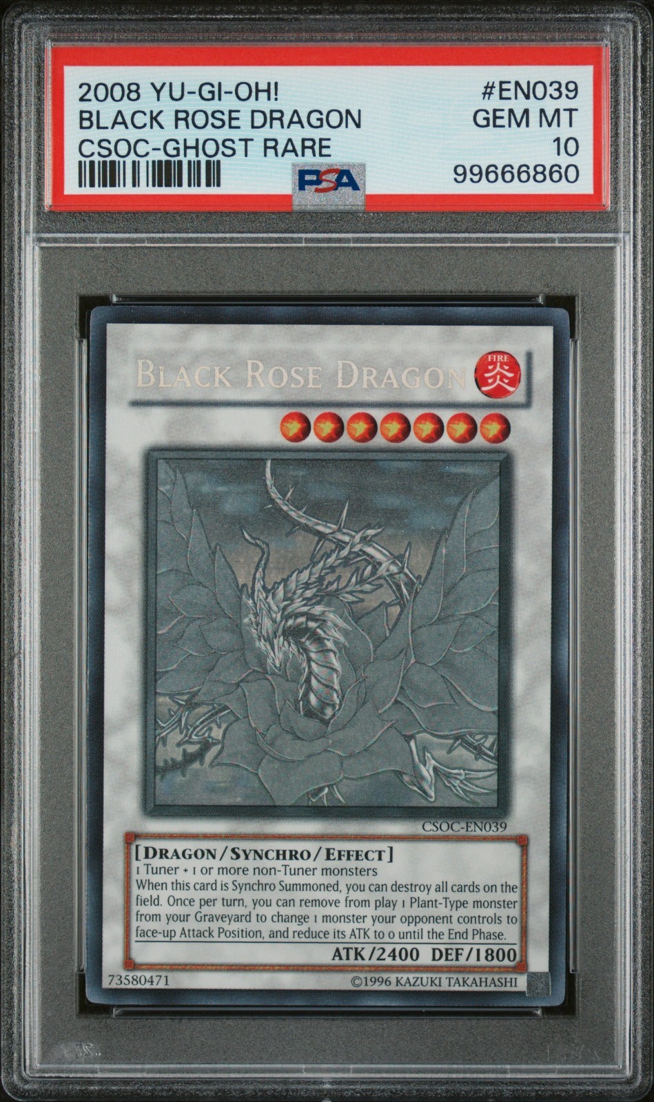 Yugioh PSA 10 GEM MINT Black Rose Dragon GHOST RARE CSOC Yugioh PSA 10 GEM MINT Black Rose Dragon GHOST RARE CSOC