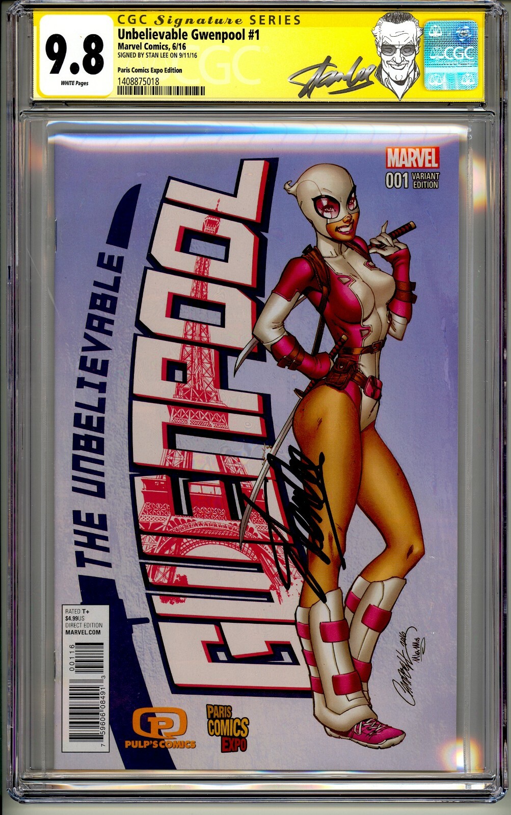 UNBELIEVABLE GWENPOOL #1 PARIS EXPO SIGNED STAN LEE CGC SS 9.8 RARE 