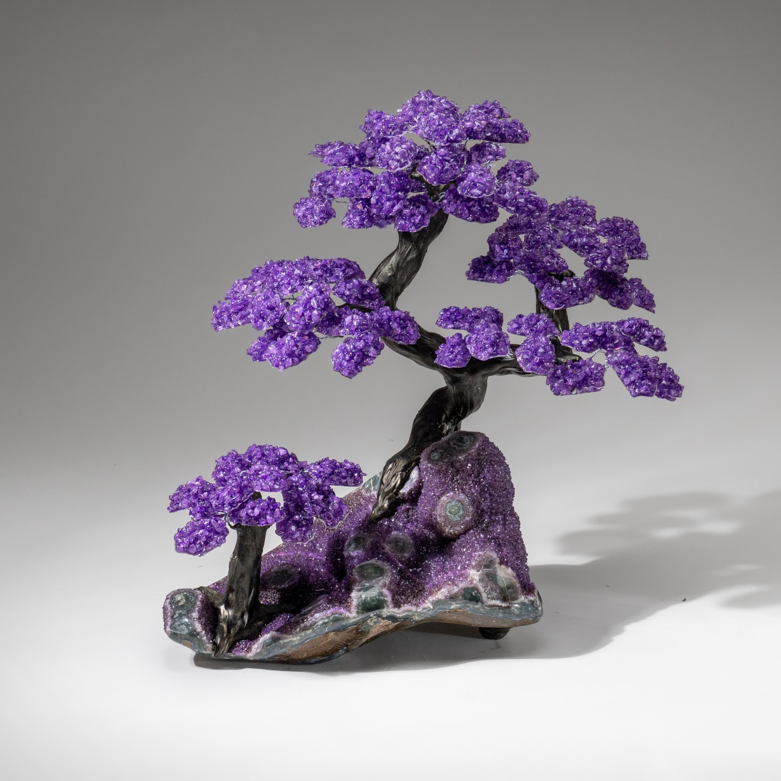 Custom Designed - Genuine Amethyst Clustered Gemstone Tree on Amethyst Matrix Custom Designed - Genuine Amethyst Clustered Gemstone Tree on Amethyst Matrix