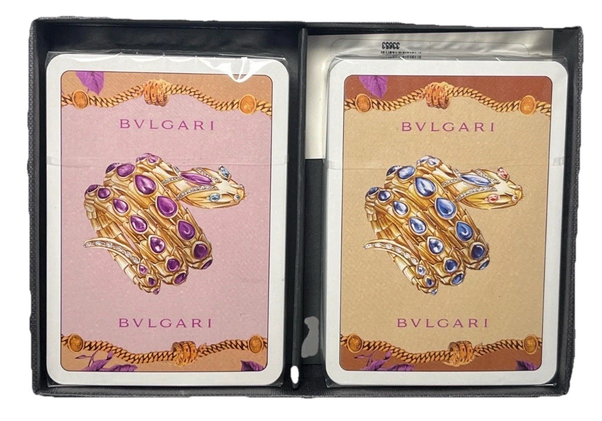 BVLGARI Modiano Italy 2 Deck Playing Card Set Serpenti Sealed Black Box Rare BVLGARI Modiano Italy 2 Deck Playing Card Set Serpenti Sealed Black Box Rare