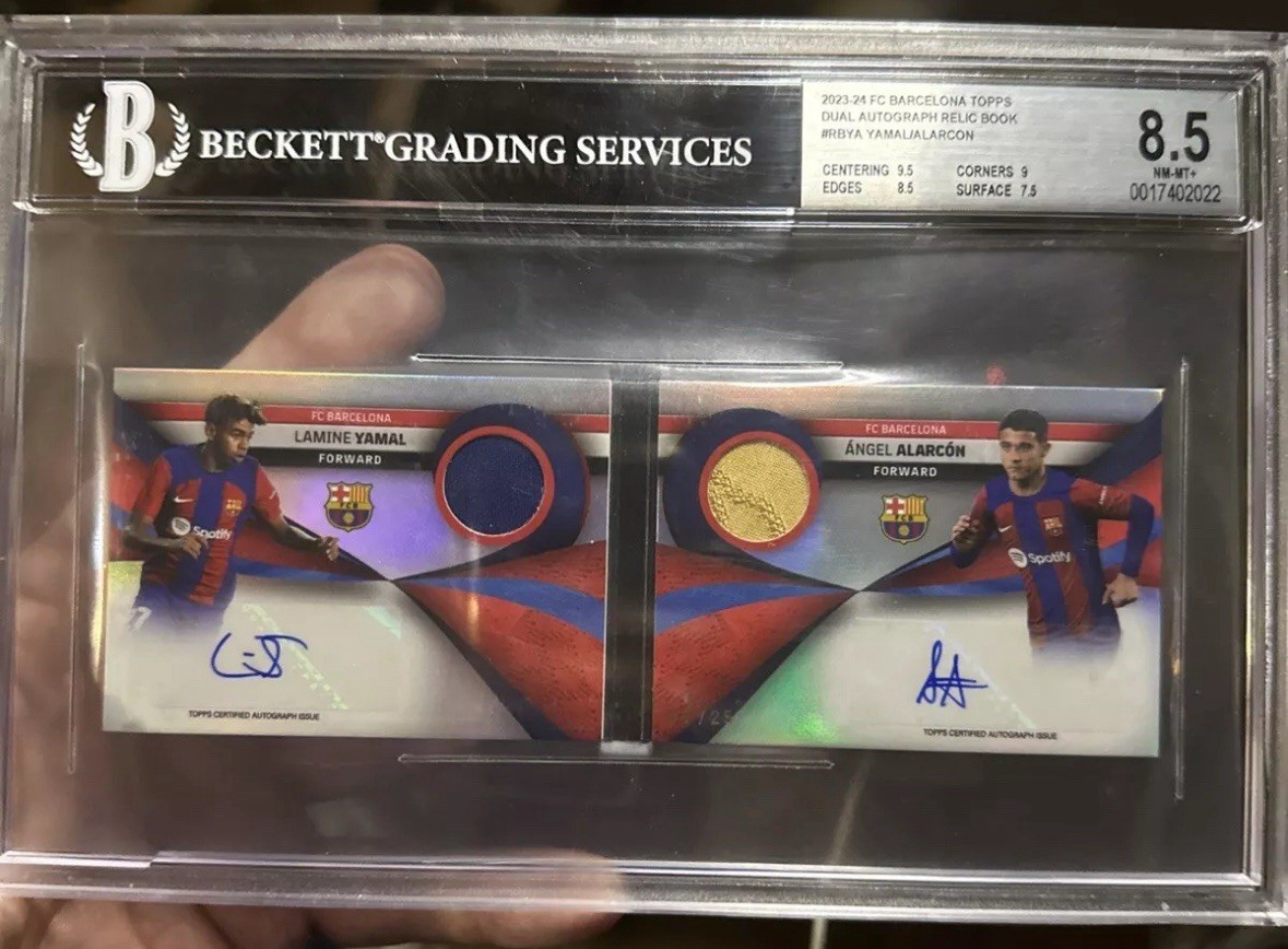 2023-24 Topps Lamine Yamal-Angel Alarcon Rookie Auto Book RC Game Worn Patch /25