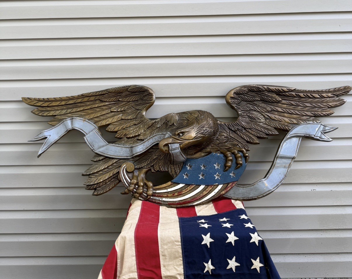 ✨71” ANTIQUE COLD PAINTED CAST IRON AMERICAN EAGLE 21”X71” ✨71” ANTIQUE COLD PAINTED CAST IRON AMERICAN EAGLE 21”X71”