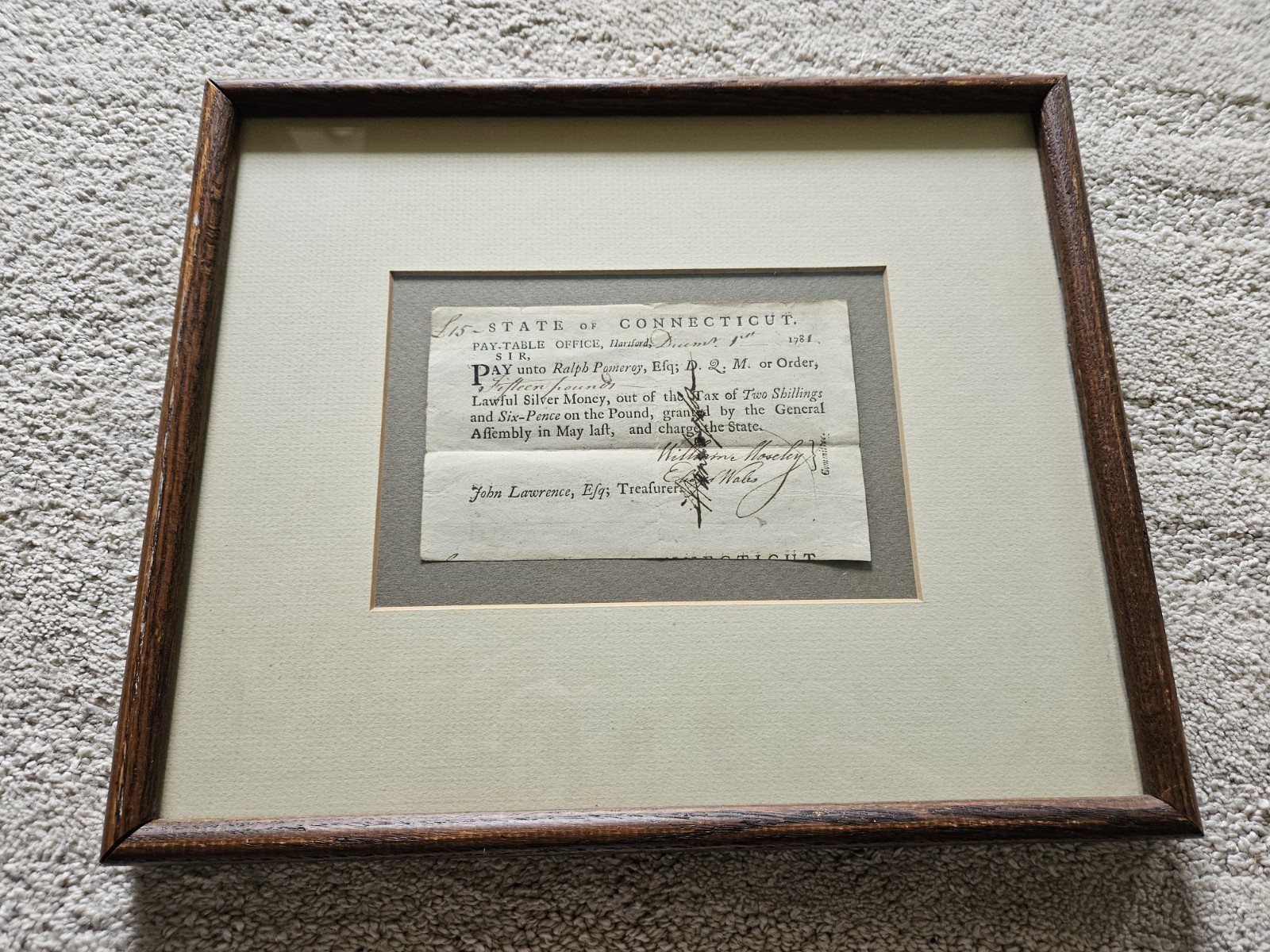 Rare Original Revolutionary War 1781 Payment For Services Cashed Shillings... Rare Original Revolutionary War 1781 Payment For Services Cashed Shillings...