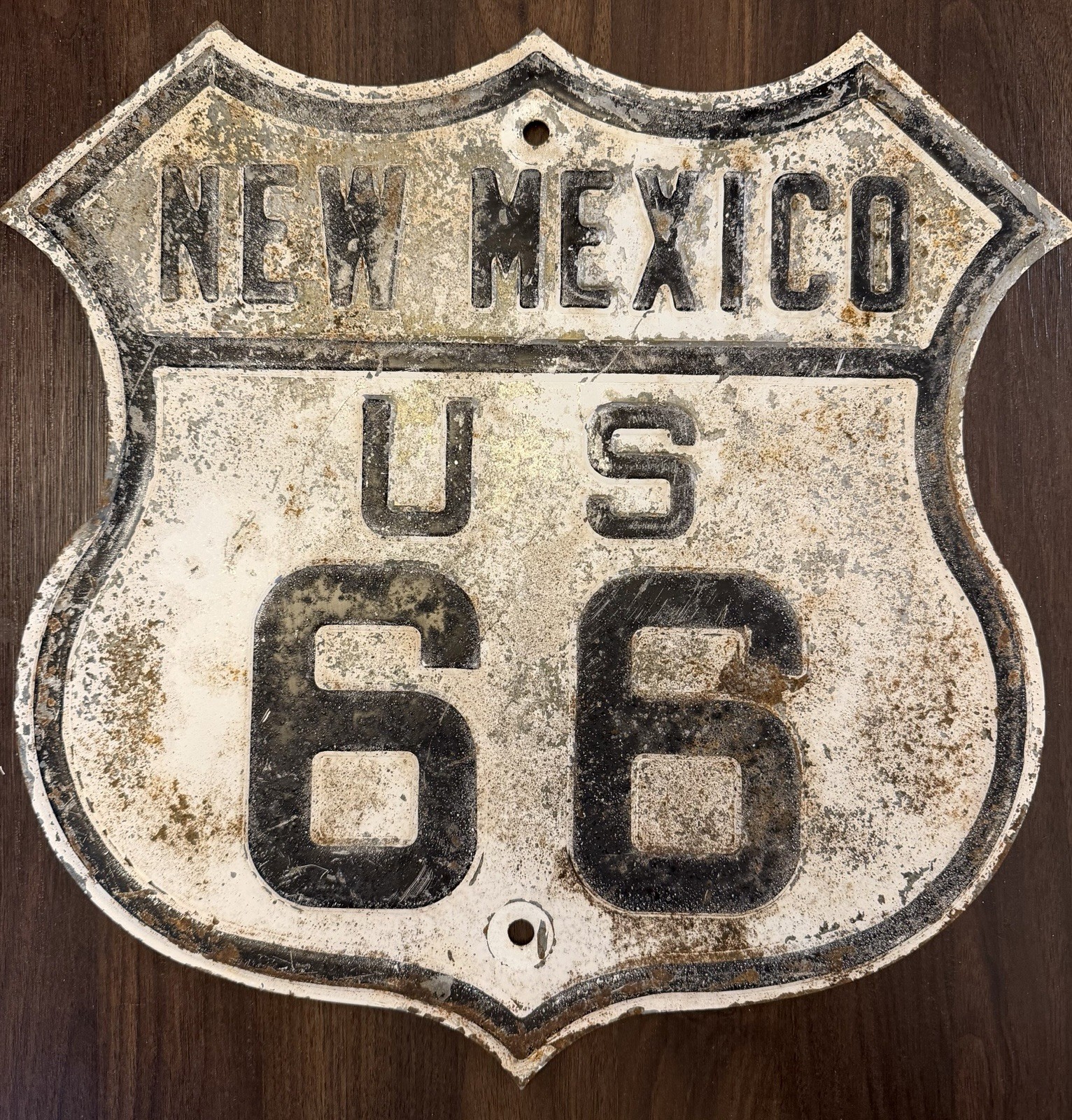 RARE Original Antique New Mexico US Route 66 Embossed Highway Road Sign 16” RARE Original Antique New Mexico US Route 66 Embossed Highway Road Sign 16”