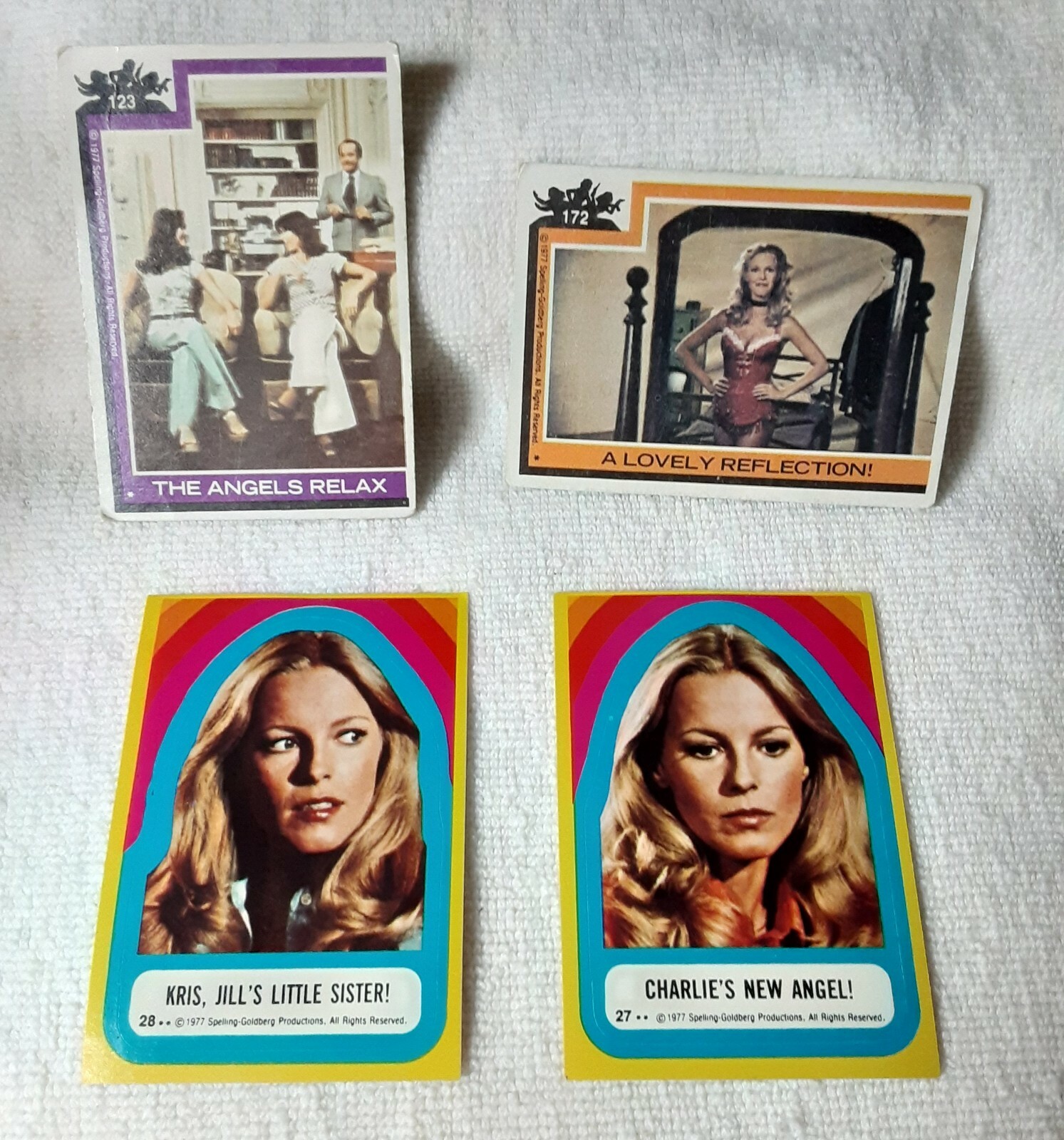 VTG CHARLIE'S ANGELS 1977 C. LADD/K.JACKSON/J. SMITH TRADING CARDS & STICKERS