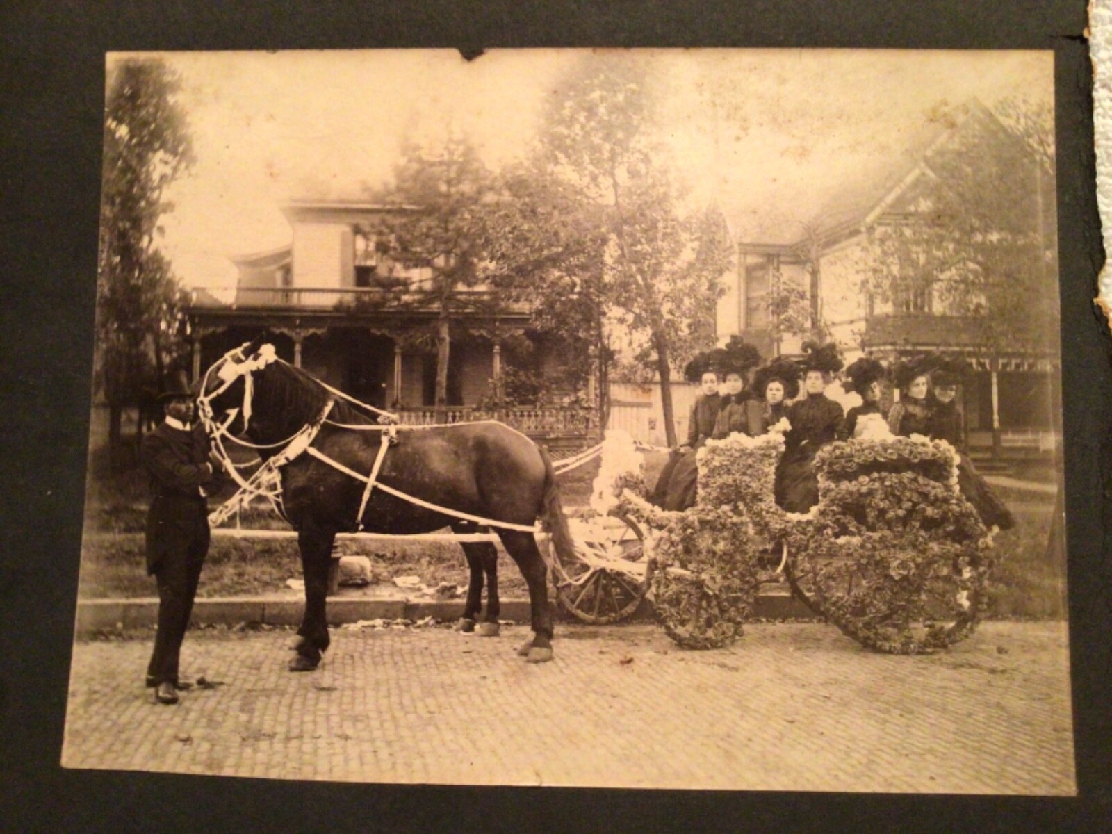 Antq. Mounted Photo Young Ladies In Carriage 1900 Lincoln NE Luse Barrick Erford Antq. Mounted Photo Young Ladies In Carriage 1900 Lincoln NE Luse Barrick Erford