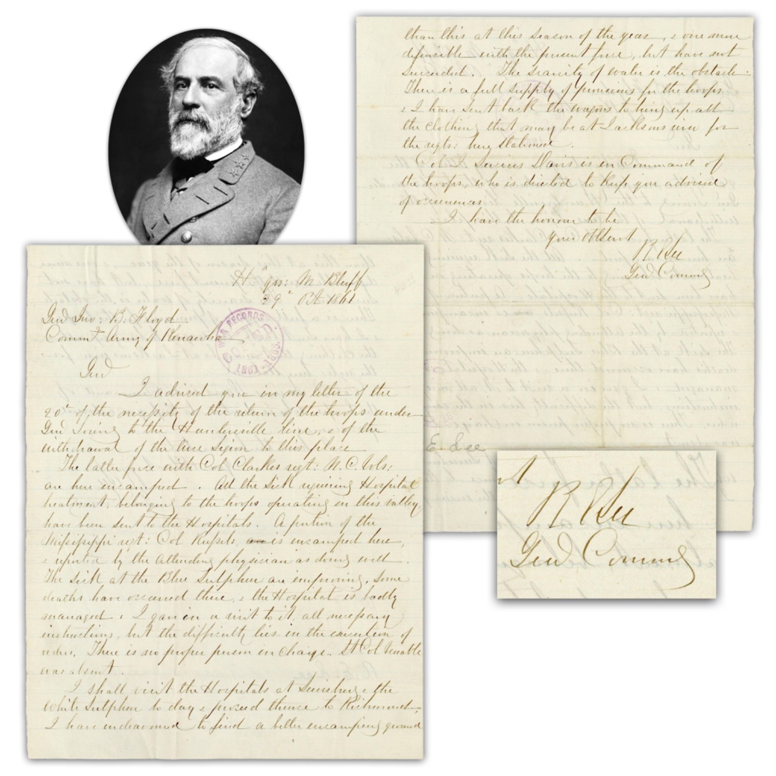 Rare Robert E. Lee Status Report  ALS 1861 Before Return To Richmond COA