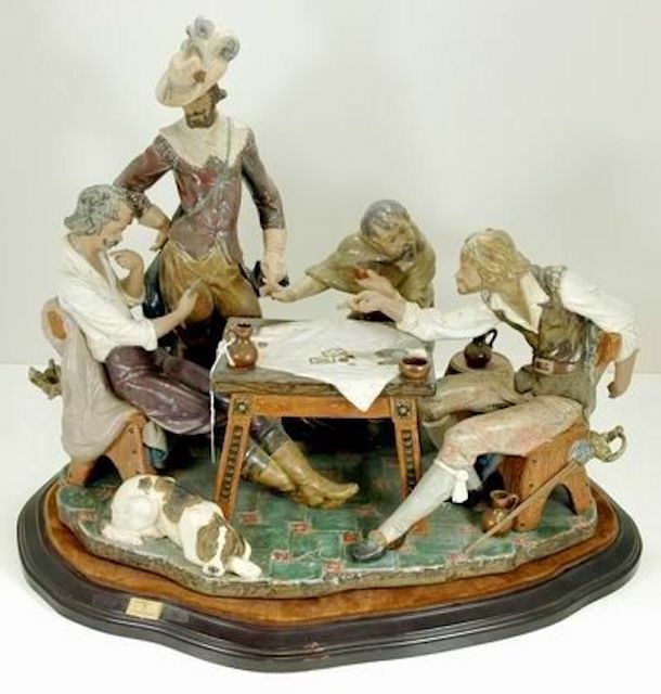 Breathtaking Huge Retired Lladro Ladro Playing Cards Group Figurine Gres 1327 Breathtaking Huge Retired Lladro Ladro Playing Cards Group Figurine Gres 1327