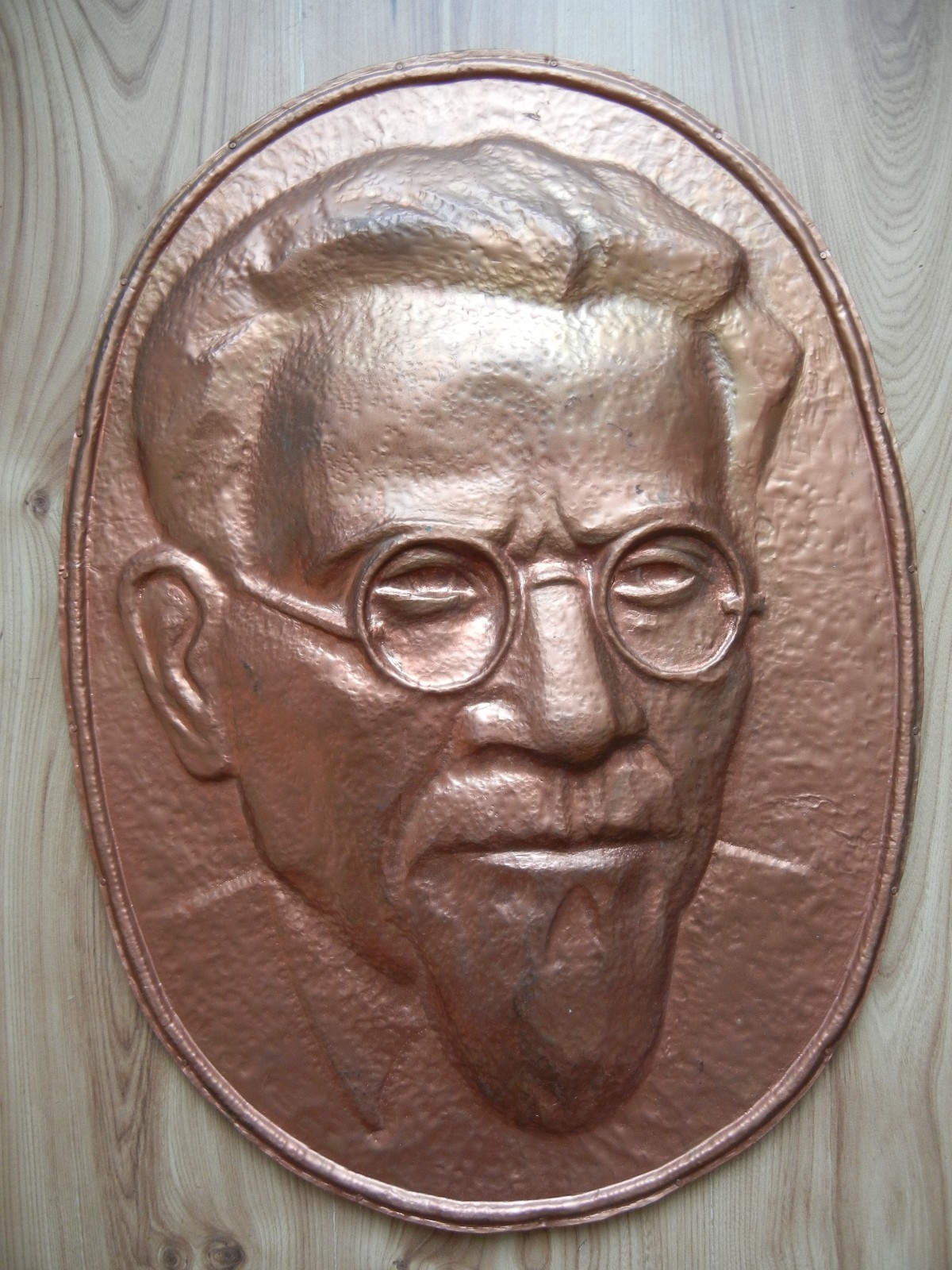 BAS-RELIEF Portrait Kalinin Russian Soviet copper plaque sculpture bust 