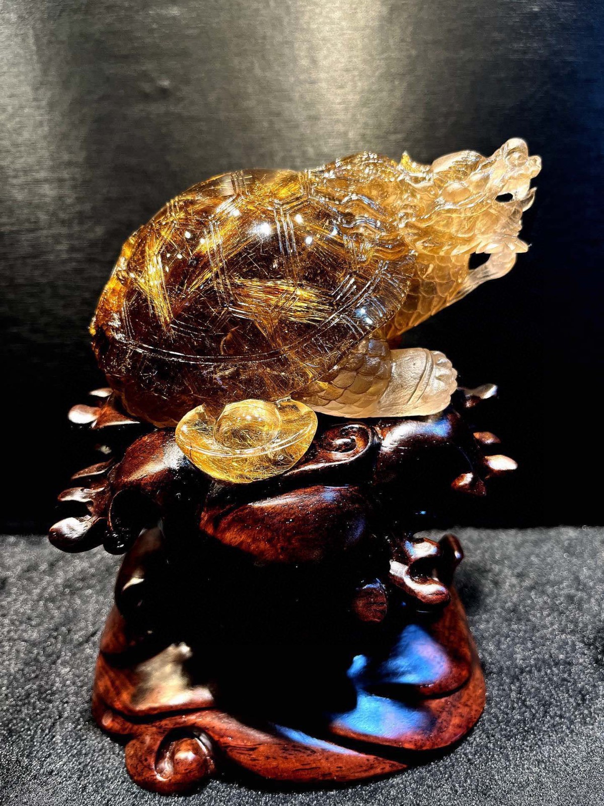 2.5LB Natural Golden Hair Rutilated dragon turtle Quartz Mineral Crystal+stand 2.5LB Natural Golden Hair Rutilated dragon turtle Quartz Mineral Crystal+stand