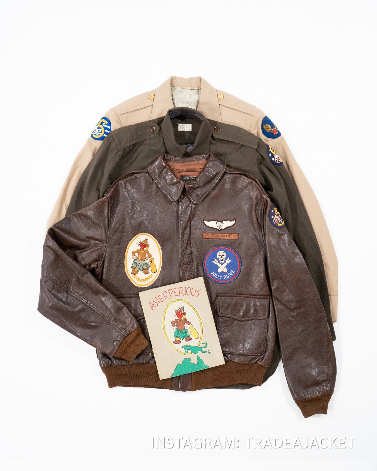 WWII USAAF A-2 JACKET 319TH BOMB SQ ASTERPERIOUS 90TH BOMB GROUP JOLLY ROGER WWII USAAF A-2 JACKET 319TH BOMB SQ ASTERPERIOUS 90TH BOMB GROUP JOLLY ROGER