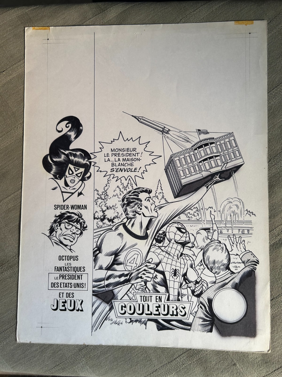 Jean-Yves Mitton Original Spidey Cover 10 25 X 33 CM February 1981 Jean-Yves Mitton Original Spidey Cover 10 25 X 33 CM February 1981