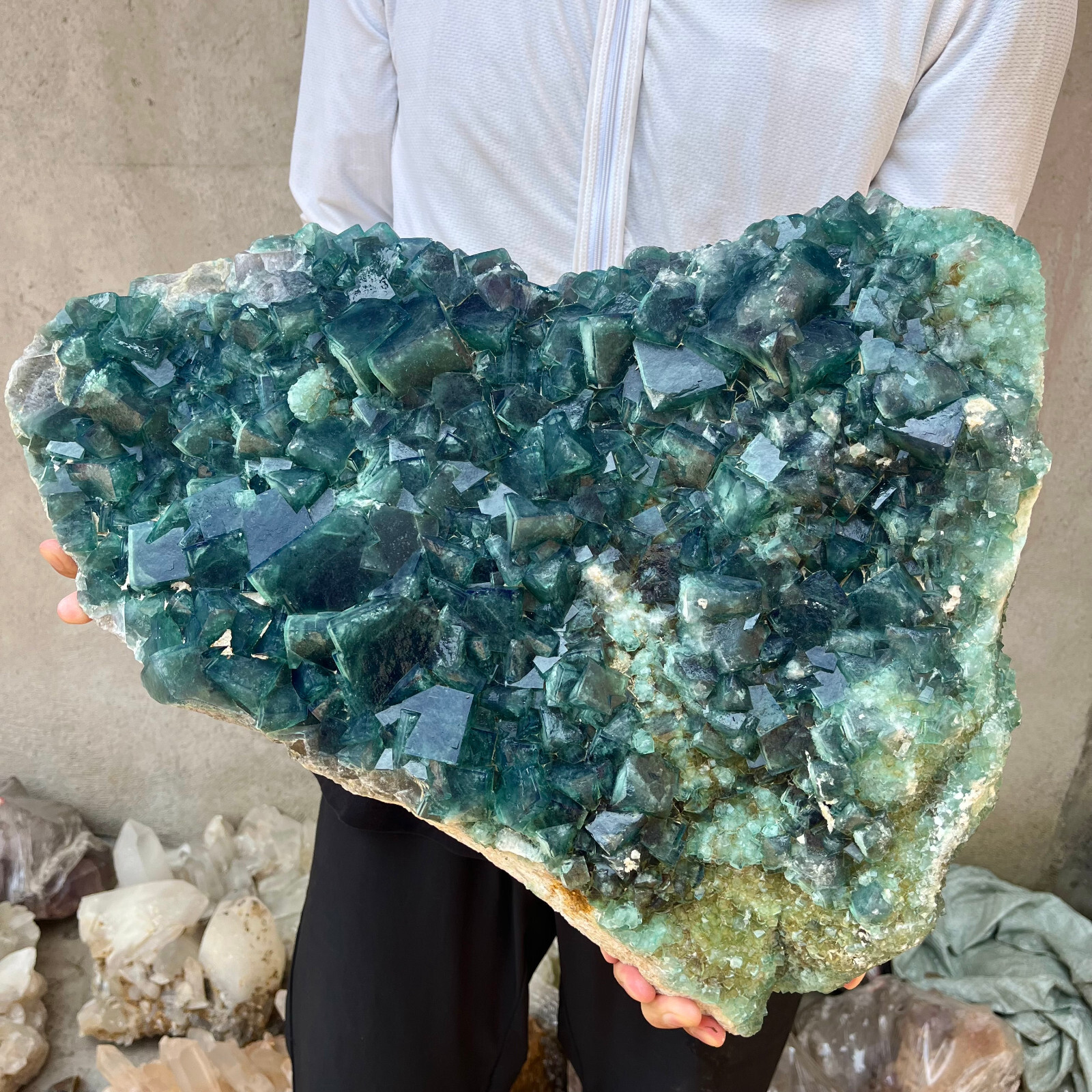 52.6lb Large NATURAL Green Cube FLUORITE Quartz Crystal Cluster Mineral Specimen