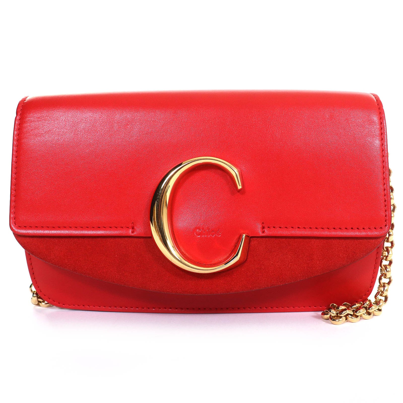 Chloé Chloe Chloe C logo Suede Leather Shoulder Bag - DUTY FREE