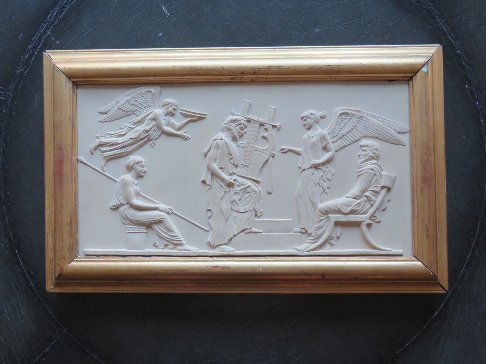 Rare Wedgwood & Bentley Cane Ware Apotheosis of Homer Plaque John Flaxman c.1779