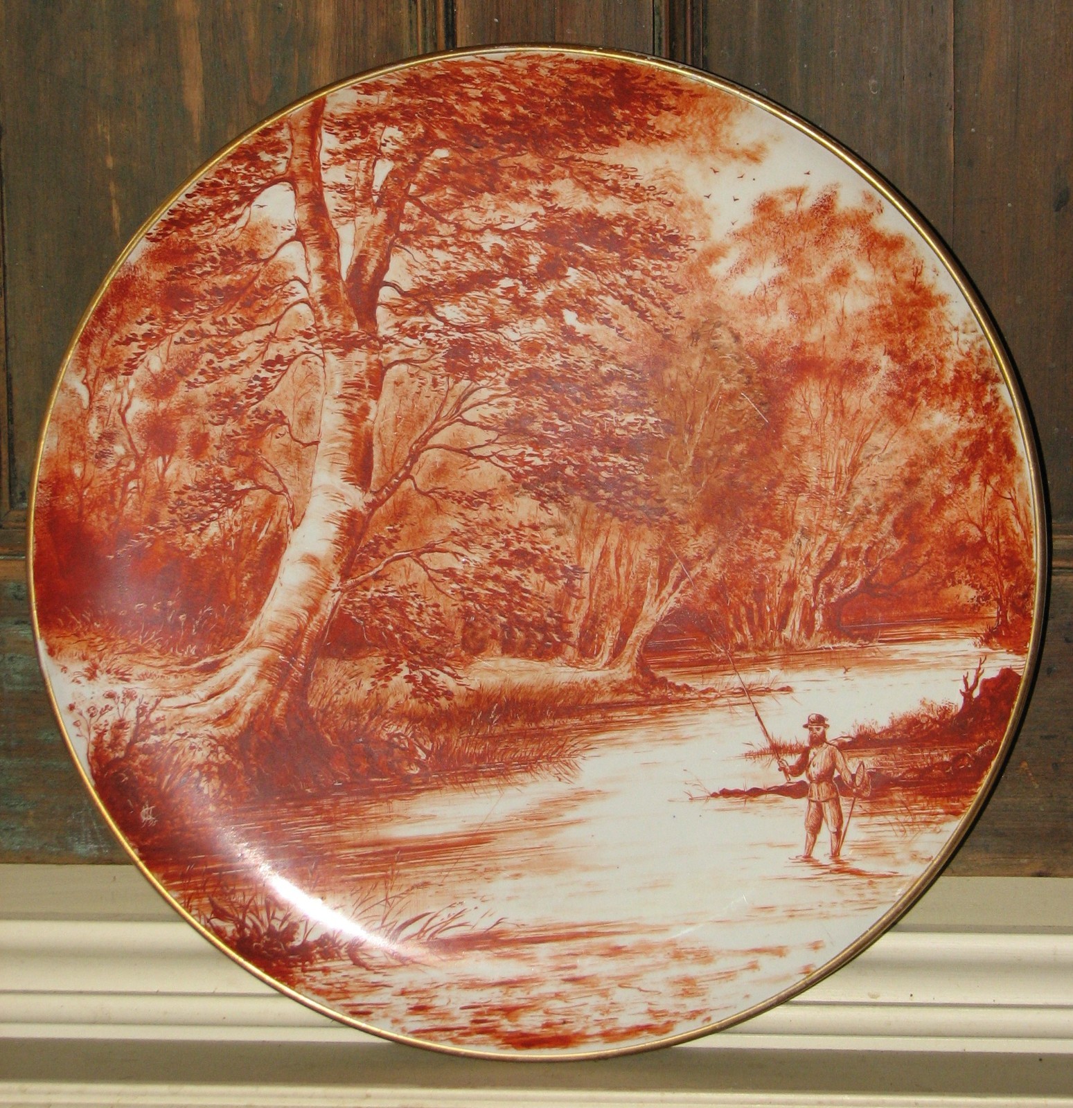 WEDGWOOD XRARE JOHN NORTH CREALOCK LARGE CHARGER HIMSELF FISHING SCENE 1877 WEDGWOOD XRARE JOHN NORTH CREALOCK LARGE CHARGER HIMSELF FISHING SCENE 1877