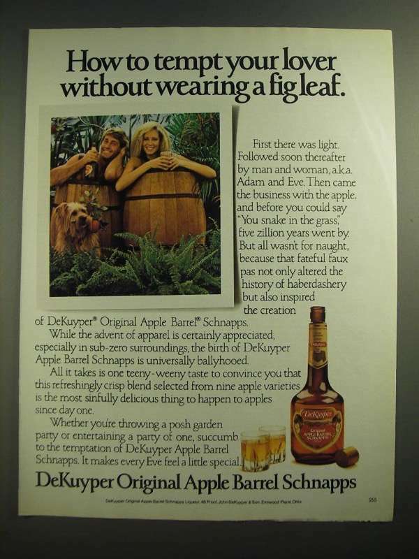1985 DeKuyper Original Apple Barrel Schnapps Ad - Tempt Your Lover 1985 DeKuyper Original Apple Barrel Schnapps Ad - Tempt Your Lover