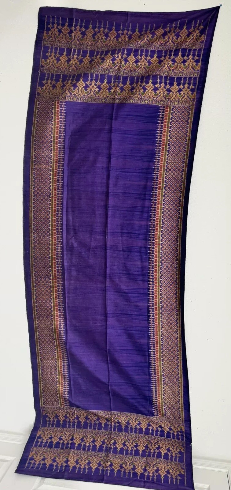 Malaysian Songket Museum Worthy Silk Thread HandWoven Vintage Textile 37” x 110” Malaysian Songket Museum Worthy Silk Thread HandWoven Vintage Textile 37” x 110”
