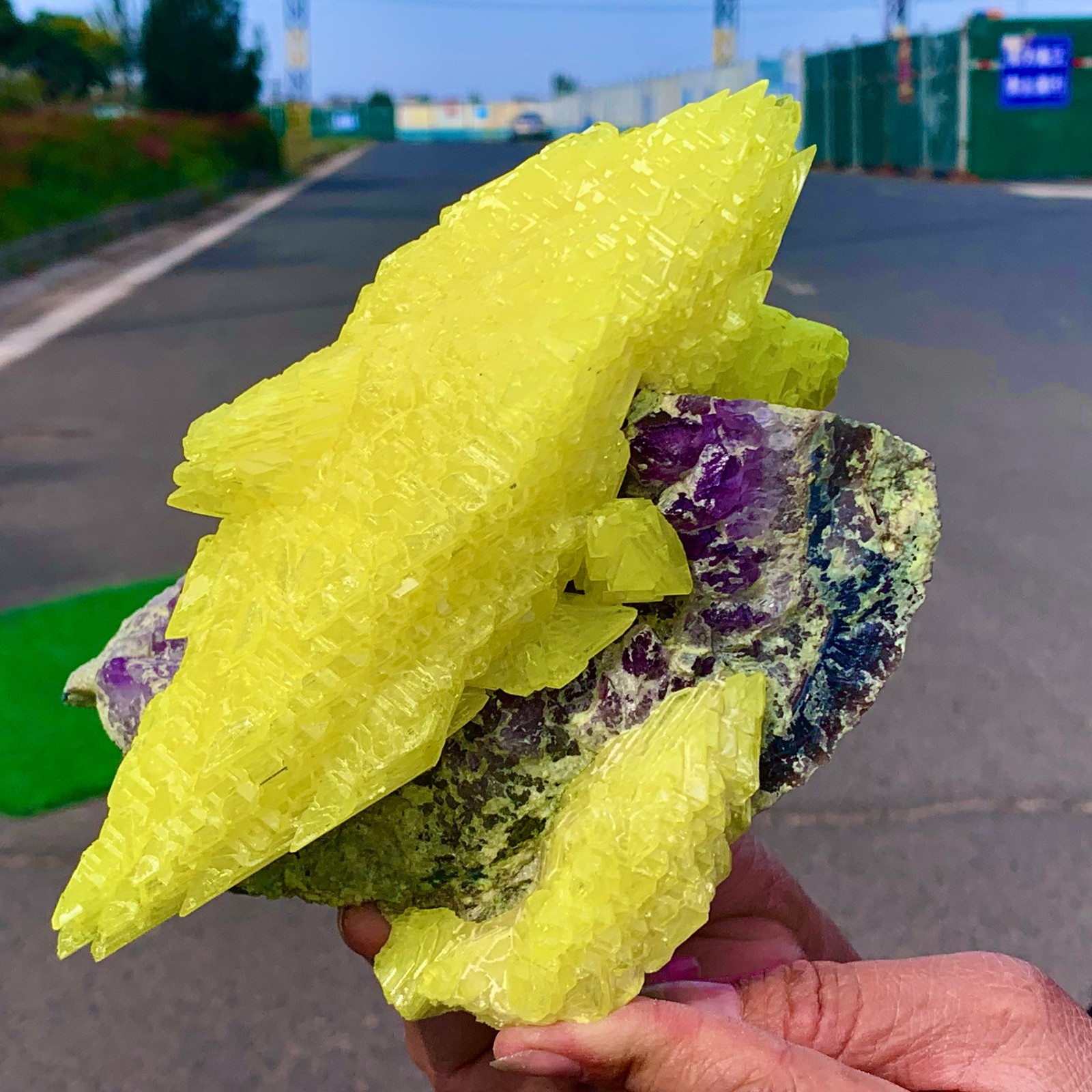 2.5LB Minerals ** LARGE NATIVE SULPHUR OnMATRIX Sicily With+amethyst Crystal 2.5LB Minerals ** LARGE NATIVE SULPHUR OnMATRIX Sicily With+amethyst Crystal