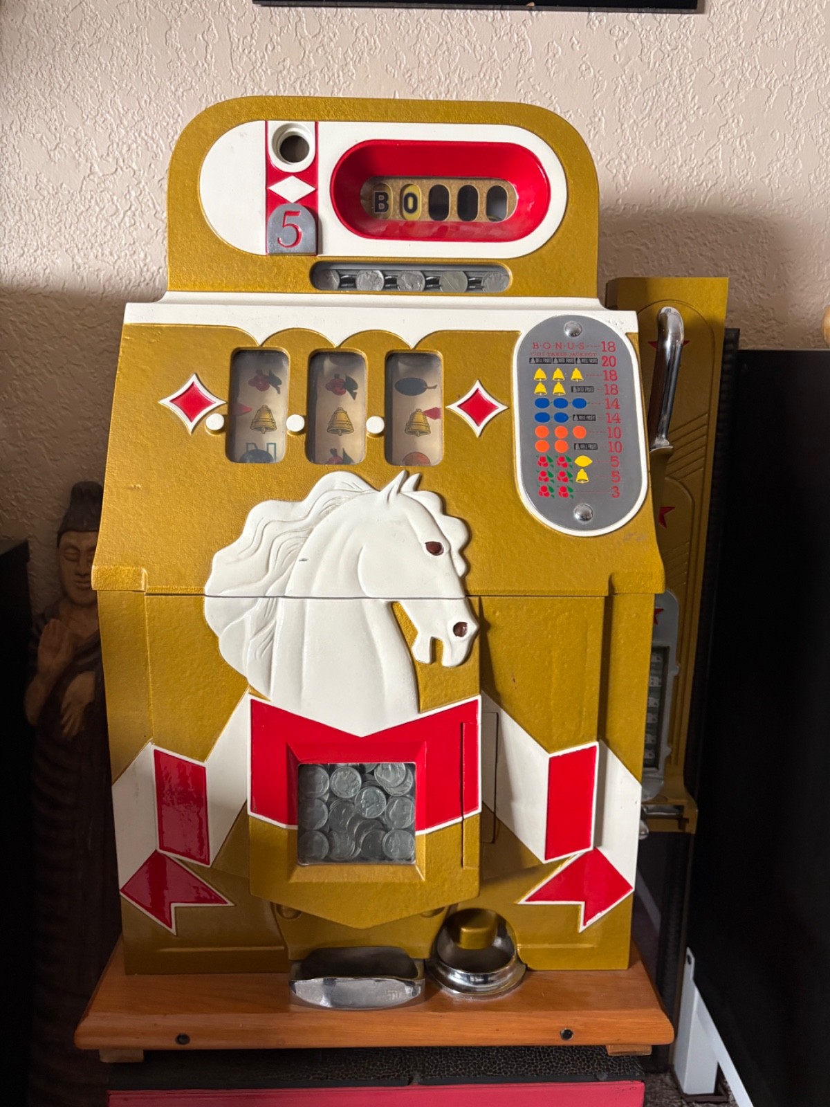 5 Cent Mills Novelty Co. Horsehead Bonus Slot Machine 5 Cent Mills Novelty Co. Horsehead Bonus Slot Machine