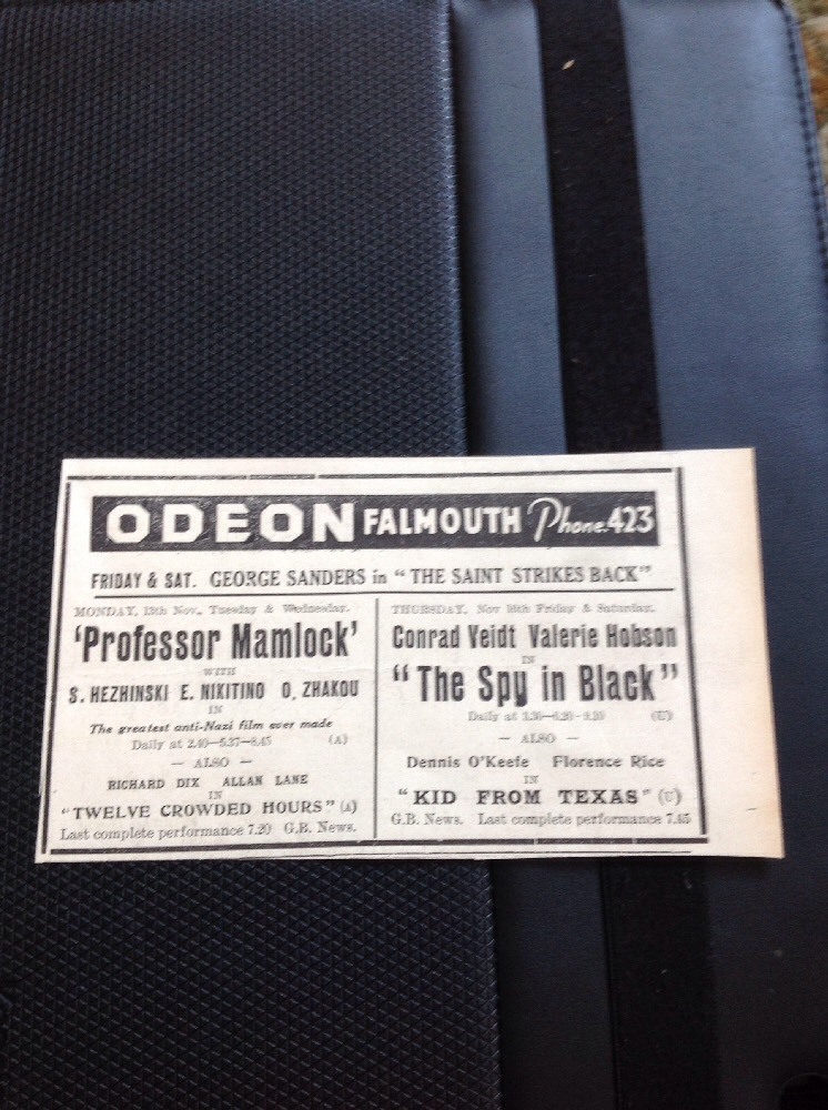 64-3 Ephemera 1939 Advert Falmouth Odeon Valerie Hobson The Sky In Black 64-3 Ephemera 1939 Advert Falmouth Odeon Valerie Hobson The Sky In Black