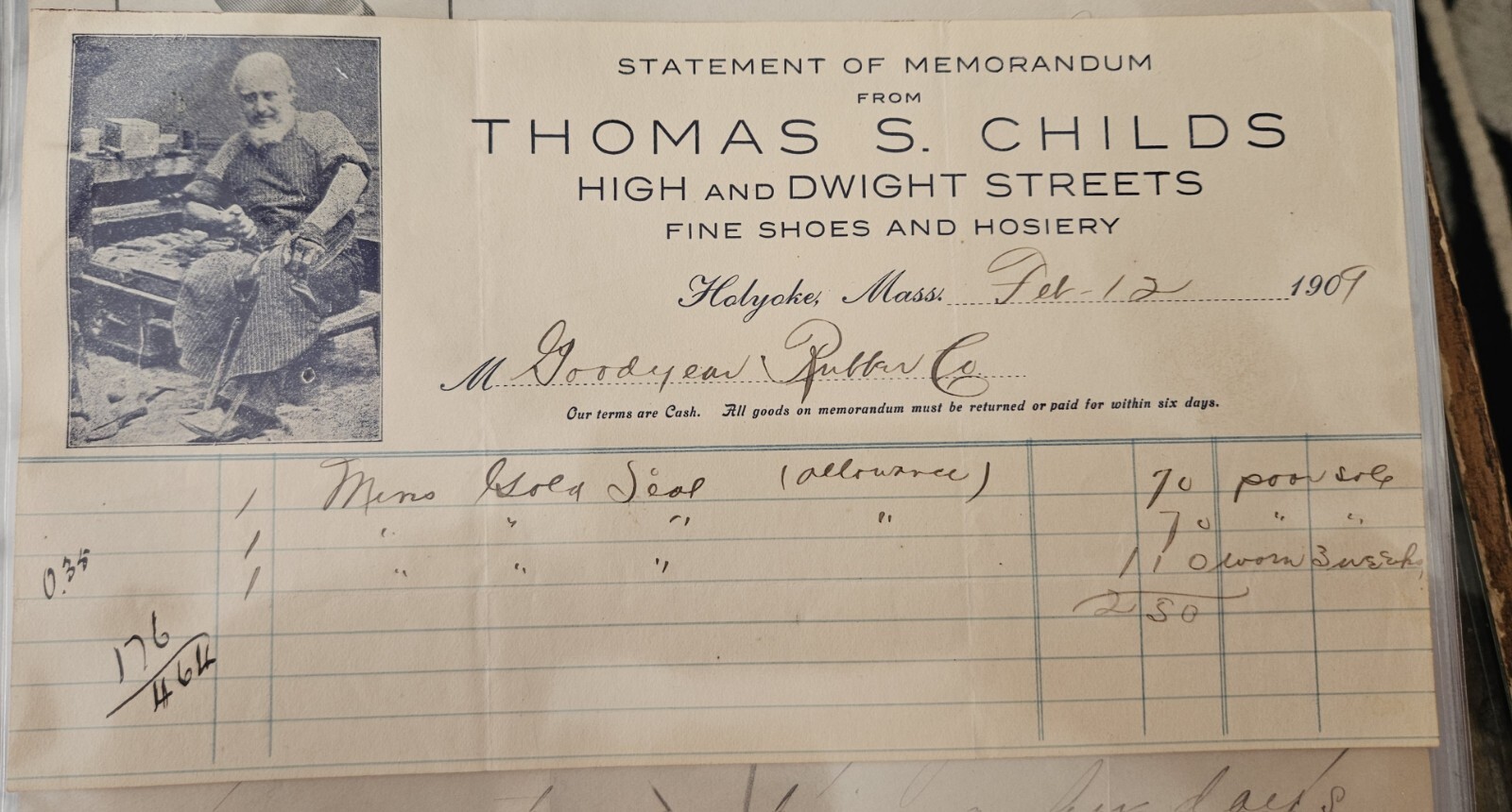 Great 1907 Thomas S Childs Shoes Hosiery COBBLER HIGH ST. Holyoke Massachusetts Great 1907 Thomas S Childs Shoes Hosiery COBBLER HIGH ST. Holyoke Massachusetts