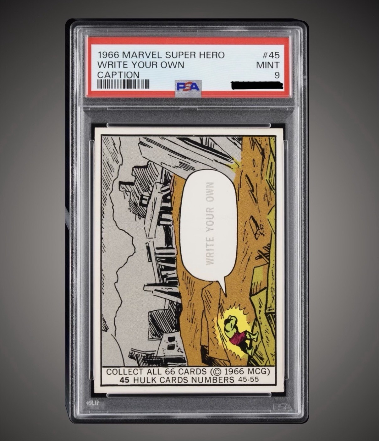 1966 Donruss Marvel Super Heroes #45 HULK ROOKIE CARD PSA 9- Pop 6 ONLY 1 HIGHER