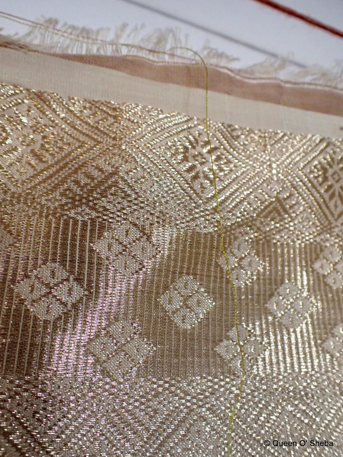 Malaysian Songket Gold Thread Heavy Hand Woven Cloth Textile Large Malaysian Songket Gold Thread Heavy Hand Woven Cloth Textile Large