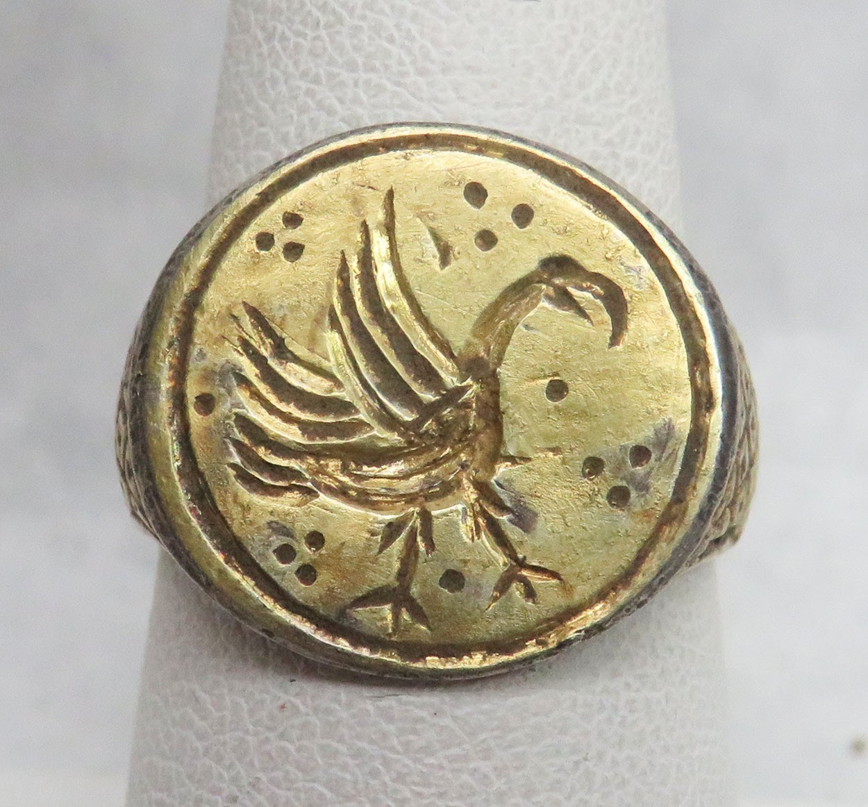RARE 14th-15th century SILVER MEDIEVAL STORK SIGNET RING COA